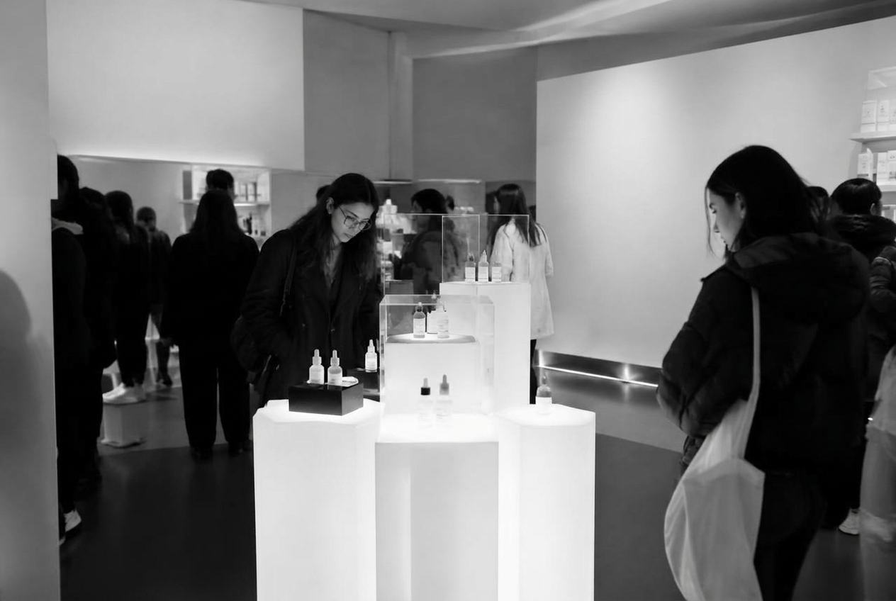 Illuminated product display at a brand activation
